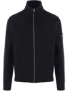 Stone Island High Neck Zip Fastening Sweater With Pouch Pockets In Black