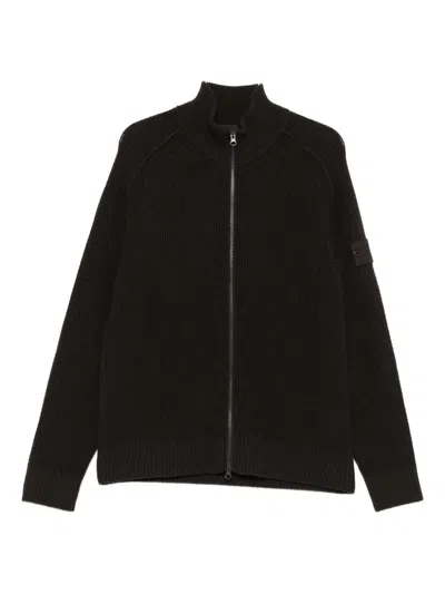 STONE ISLAND HIGH-NECK ZIP-UP CARDIGAN