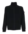 Stone Island Zip-up Jacket With Logo Patch In Blue