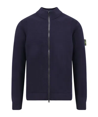 STONE ISLAND STONE ISLAND HIGH-NECK ZIPPED KNIT CARDIGAN