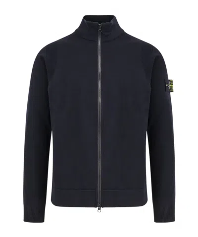 STONE ISLAND STONE ISLAND HIGH-NECK ZIPPED KNIT CARDIGAN