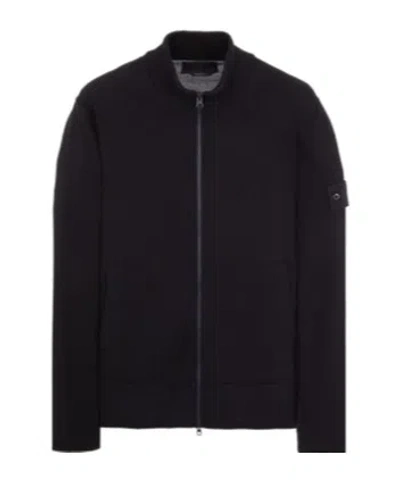 Stone Island High-necked Long-sleeved Hoodie In Blue