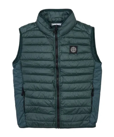 Stone Island High-necked Sleeveless Down Jacket In Green