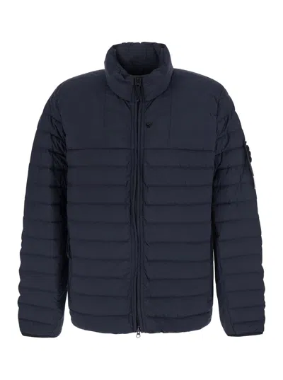 Stone Island High-collar Quilted Down Jacket In Blue