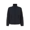 Stone Island Stretch Polyester Jacket Elastic Cuffs High Collar In Blue