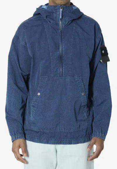 Stone Island Hollow Fiber Indigo-tc Anorak Jacket In Blue