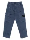 Stone Island Blue Cargo Pants With Cargo Pockets And Logo Patch On The Side In Tech Fabric Man In Blue
