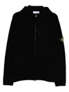 Stone Island Hooded Black Jacket With Logo Patch In Black