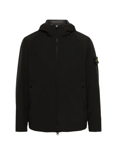 Stone Island Hooded Blouson Jacket In Black