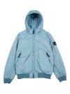Stone Island Hooded Bomber Jacket In Blue