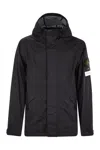 Stone Island Compass Patch Hooded Jacket In Navy