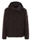 Stone Island Hooded Button-fastening Coat In Brown