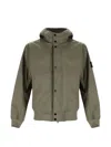 Stone Island Windbreaker Jacket With Hood And Logo In Green