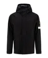 Stone Island Compass Patch Hooded Jacket In Black