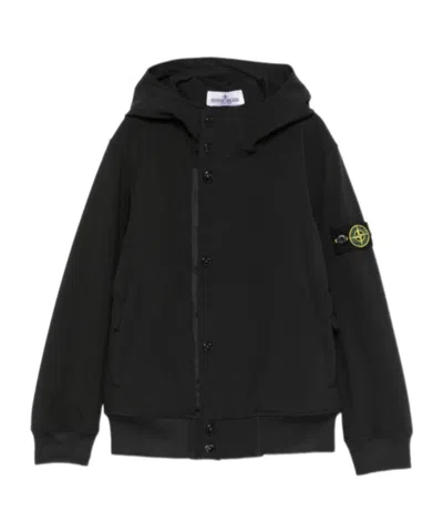 Stone Island Hooded Casual Jacket In Blue