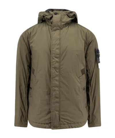 Stone Island Hooded Casual Jacket In Green