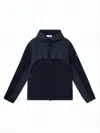 Stone Island Hooded Color-blocked Jacket With Zippered Pockets In Blue