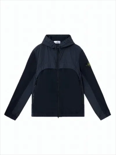 STONE ISLAND HOODED CASUAL JACKET WITH COLOR-BLOCKED DESIGN