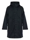 Stone Island Blue Logo Patch Parka Coat In Blue
