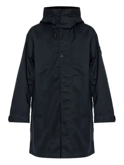 Stone Island Hooded Coat In Blue