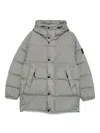 Stone Island Quilted Hooded Down Jacket With Angular Flap Pockets In Gray