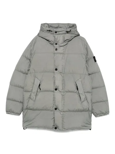 Stone Island Hooded Coat In Gray