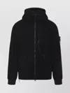 Stone Island Textured Wool Blend Jacket With Hood In Black