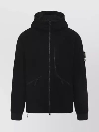 STONE ISLAND HOODED COAT ZIPPER POCKETS