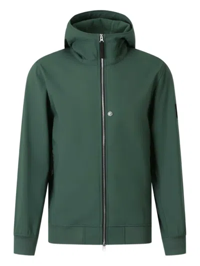 Stone Island Hooded Compass-patch Jacket In Green