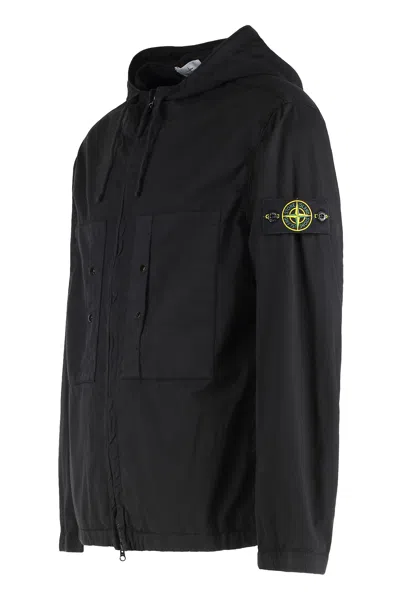 STONE ISLAND HOODED COTTON JACKET