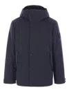 Stone Island Logo Patch Hooded Jacket In Blue