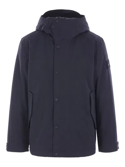STONE ISLAND HOODED COTTON JACKET