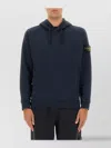 Stone Island Hooded Cotton Sweatshirt Featuring Front Pocket In Blue