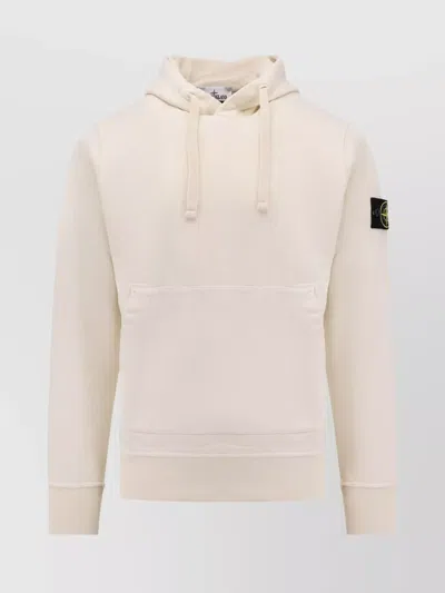 Stone Island Hooded Cotton Sweatshirt Removable Patch In Neutral