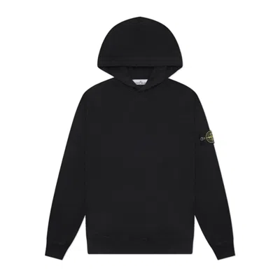 Stone Island Hooded Jumper With Raglan Sleeves And Ribbed Trims In Black