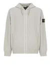 Stone Island Hooded Cotton Zip Sweatshirt In Gray