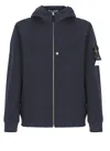 Stone Island Hooded Deep Blue Jacket In Black