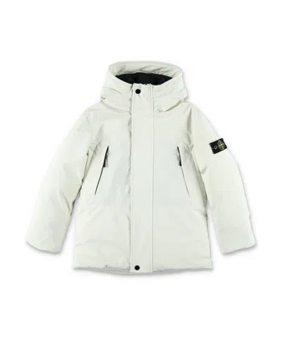 Stone Island Hooded Down Coat In White