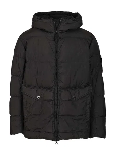 Stone Island Hooded Down Jacket In Multi