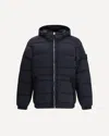 Stone Island Quilted Hooded Jacket Elasticated Cuffs In Blue