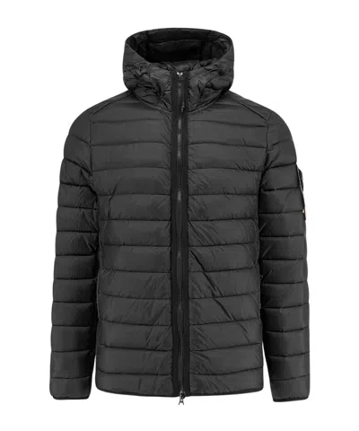 Stone Island Hooded Down Jacket In Black