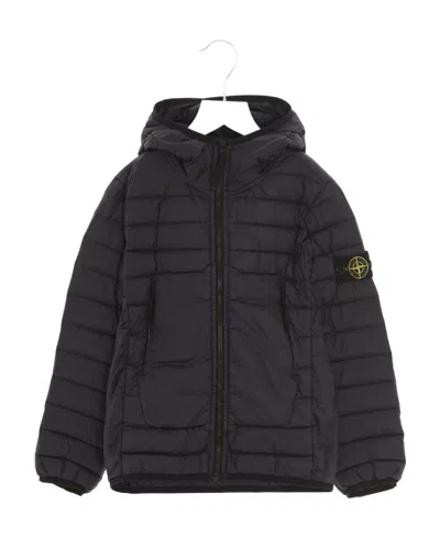 Stone Island Hooded Down Jacket In Blue