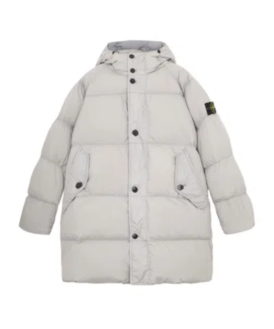 Stone Island Hooded Down Jacket In Gray