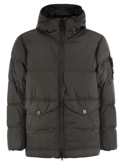 Stone Island Hooded Down Jacket In Grey