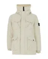 Stone Island Hooded Down Jacket In Gypsum Color