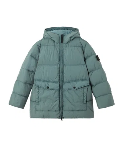 Stone Island Hooded Down Jacket With Anti-drop In Green