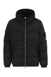Stone Island Hooded Down Jacket With Seamless, Drip-proof Feather Channels In Black