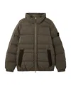 Stone Island Hooded Down Jacket With Seamless Feather Tunnels And Anti-drop In Green