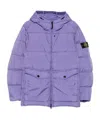 Stone Island Hooded Down Jacket With Wind Resistance In Blue