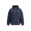 Stone Island Seamless Tunnel Hooded Down Jacket In Blue